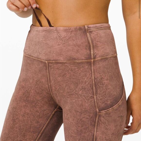 Lululemon Fast and Free Tight II 25" Ice Dye Size 8 Ice Wash Brown Earth Pockets - Picture 7 of 16
